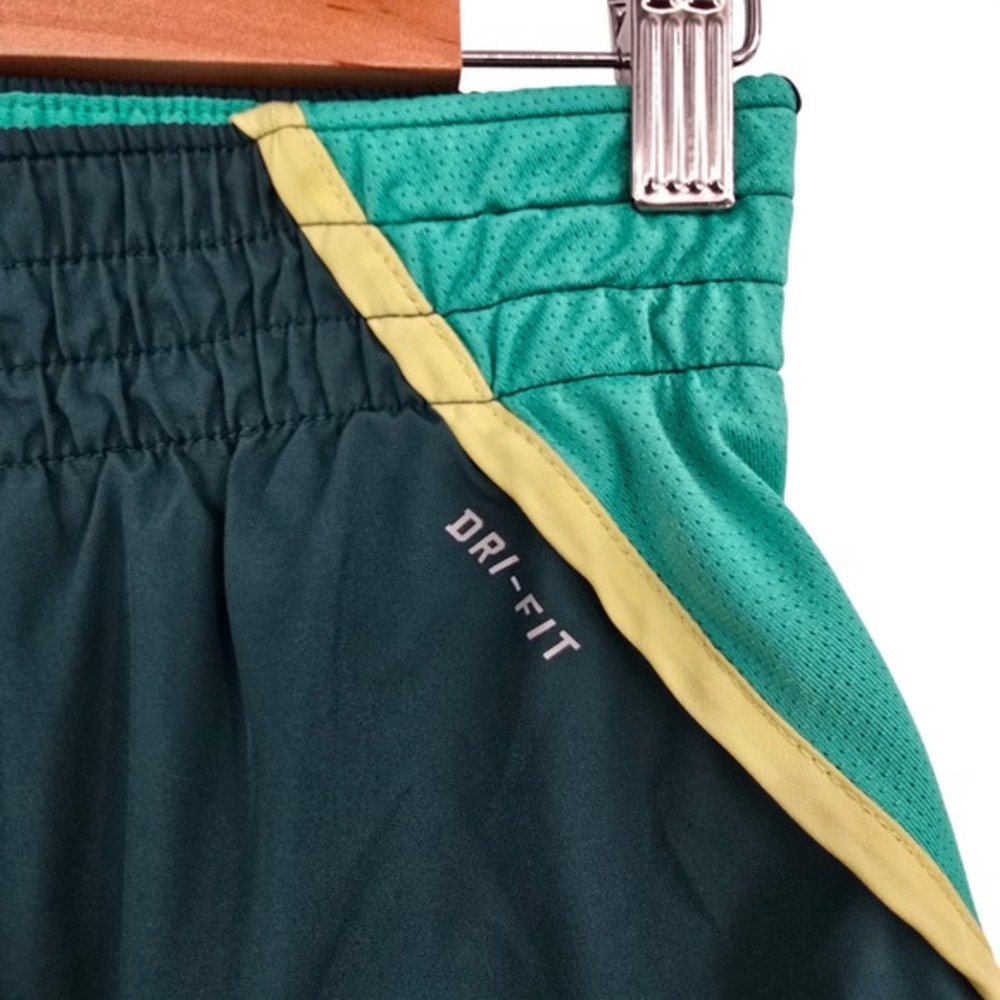 Nike Dri Fit Running Shorts Women's‎ Teal Green Yellow Trim Athletic Gym Size S - Picture 5 of 9